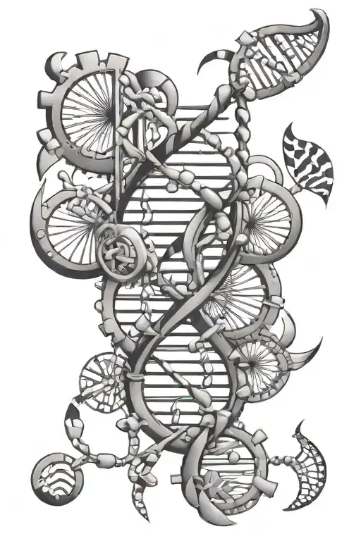 DNA, Polymerase, RNA and their nitrogenous bases  tattoo design idea
