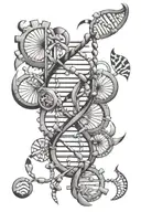 DNA, Polymerase, RNA and their nitrogenous bases  tattoo design idea