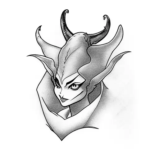 maleficent 80s anime aesthetic tattoo design idea