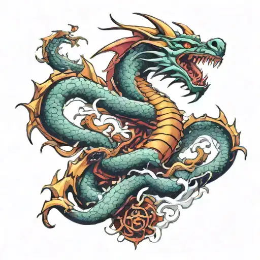 dragon and samurai tattoo design idea