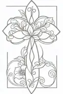 floral cross tattoo design idea