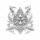 That's what I was thinking. A circular insignia in the centre of the sleeve depicting The Legend of Zelda's Master Sword tattoo design idea