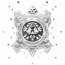 That's what I was thinking. A circular insignia in the centre of the sleeve depicting The Legend of Zelda's Master Sword tattoo design idea