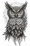 owl with wings spread wolf silhouette tattoo design idea