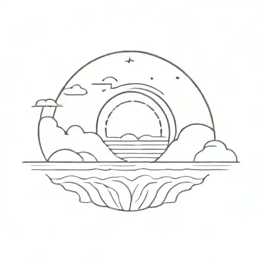 sunrise above the ocean  tattoo design idea