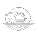 sunrise above the ocean  tattoo design idea