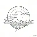 sunrise above the ocean  tattoo design idea