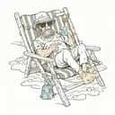 Beach bum relaxing tattoo design idea