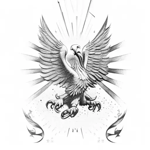 A dynamic composition featuring a triumphant eagle holding both the German and Cuban flags, representing the client's belief that anything is possible through struggle and victory. tattoo design idea