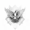 A dynamic composition featuring a triumphant eagle holding both the German and Cuban flags, representing the client's belief that anything is possible through struggle and victory. tattoo design idea