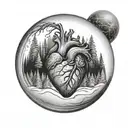  human heart inside a snow globe tattoo design idea