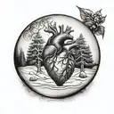  human heart inside a snow globe tattoo design idea