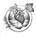  human heart inside a snow globe tattoo design idea