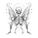 minimalist full body skeleton with fairy wings tattoo design idea
