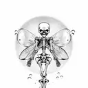 skeleton with fairy wings blowing bubbles tattoo design idea
