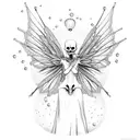 skeleton with fairy wings blowing bubbles tattoo design idea