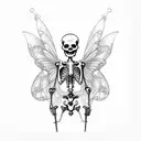 skeleton with fairy wings blowing bubbles tattoo design idea