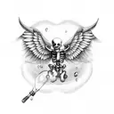 skeleton with wings blowing bubbles tattoo design idea