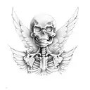 skeleton with wings blowing bubbles tattoo design idea