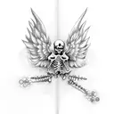 skeleton with wings blowing bubbles tattoo design idea