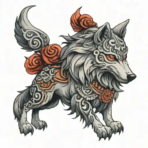 a wolf and turk word from orhun statues tattoo design idea