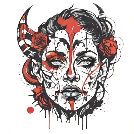 goth demon girl face tattoo tattoo design idea