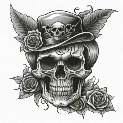 skull ans family tattoo design idea