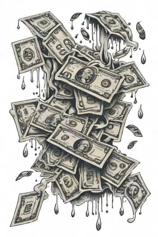 Forever Chasing Money raining tattoo design idea