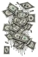 Forever Chasing Money raining tattoo design idea