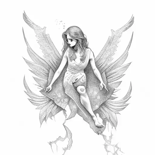 falling angel tattoo design idea