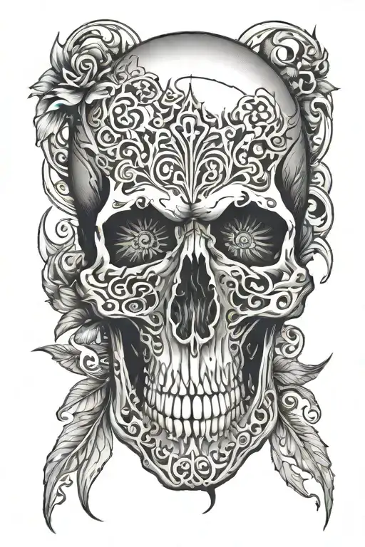 Skull Mysterious and Dark tattoo design idea