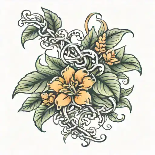 ginger plant vine intertwined tattoo design idea