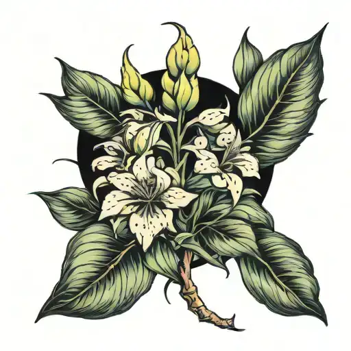 ginger plant morphing tattoo design idea
