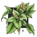 ginger plant morphing tattoo design idea