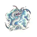 cloud, dragon, katana, demon tattoo design idea