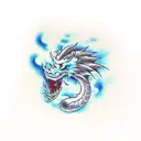 cloud, dragon, katana, demon tattoo design idea