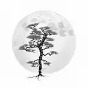 extensive japanese bonzai tree with moon tattoo design idea