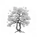 japanese bonzai tree with moon tattoo design idea