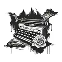 A typewriter keyboard intertwined with a flowing river tattoo design idea