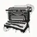 A typewriter keyboard intertwined with a flowing river tattoo design idea