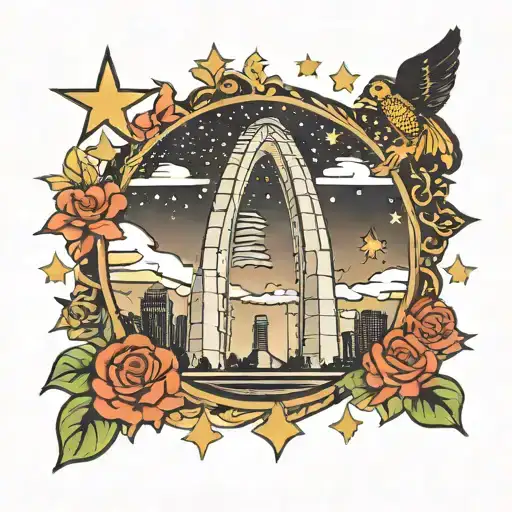 st louis gateway arch sky filled with stars tattoo design idea