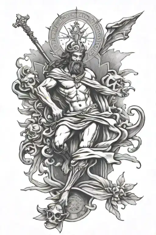 outer forearm tattoo of the last judgement illustration from the bible with psalms 56:11 tattoo design idea