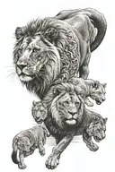 elephant lion wolf tattoo design idea
