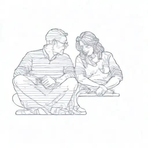 a couple sitting in a chair tattoo design idea