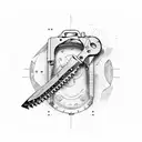 A wrench and a chainsaw intertwined in a dynamic composition tattoo design idea