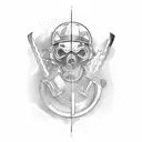 A wrench and a chainsaw intertwined in a dynamic composition tattoo design idea