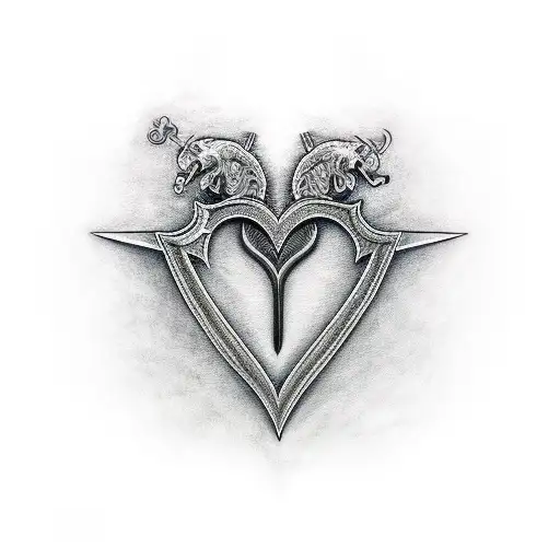sword through heart tattoo design idea