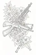Rifles and violets tattoo design idea