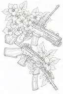 Rifles and violets tattoo design idea