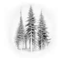 A spooky haunted forest with a trail of chemical formulas winding through the trees tattoo design idea